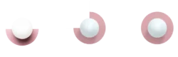 Luminaires en trois versions rond type boule de la marque SWEDISH NINJA, sur un fond rose pale de formes différentes